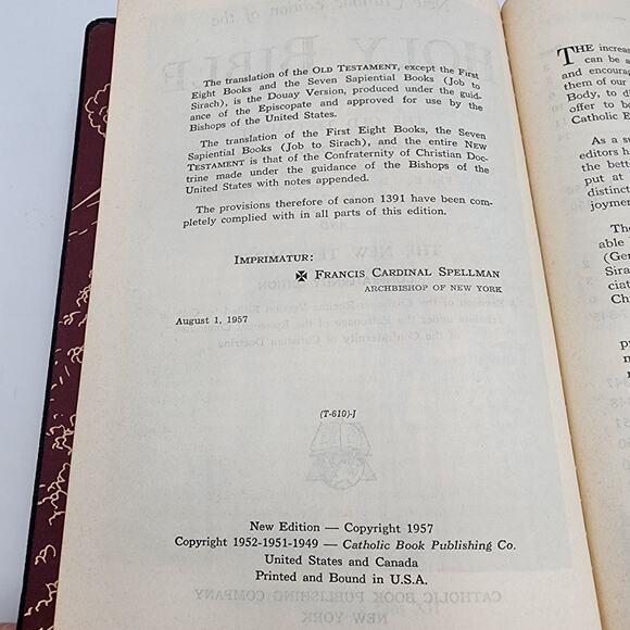 1957 New Catholic Edition Illustrated Holy Bible Genuine Leather Gilted Pages - Picture 12 of 13
